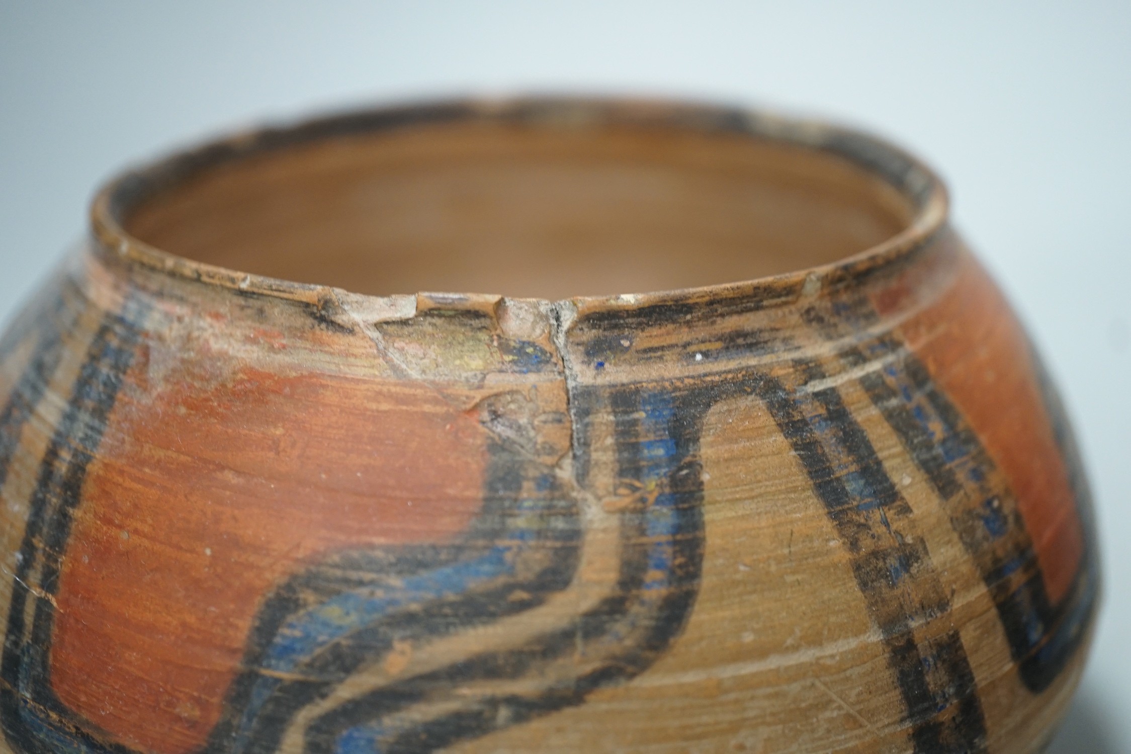 Two Pre-Columbian pigment painted bowls. Tallest 11cm